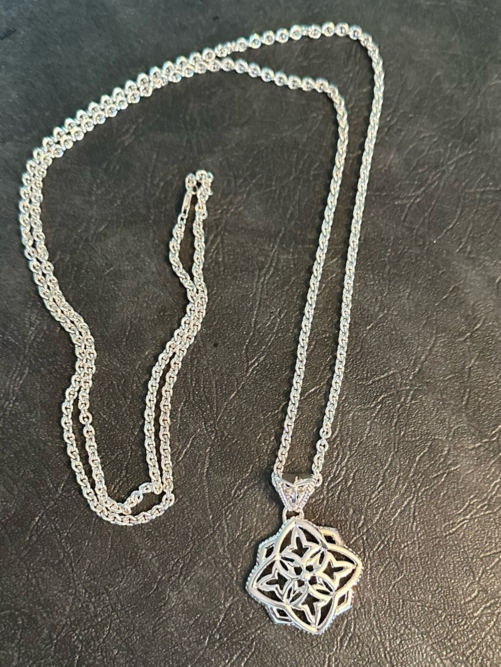 Vintage Italian Milor Sterling Silver Filigree Pendant on 40” Necklace